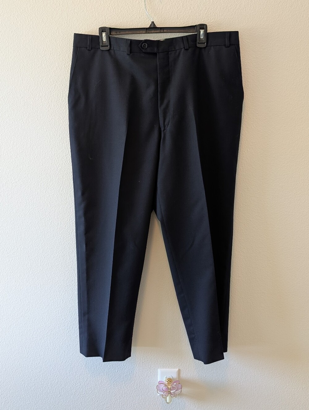 Vintage Chaps Navy Blue Men's Dress Pants - Straight Tailored Look SZ 38/32